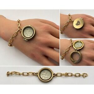 DEMDACO Blessing Keepers Locket Bracelet Gold Tone  Pearls Retired Adjustable